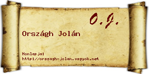 Országh Jolán névjegykártya