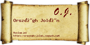 Országh Jolán névjegykártya